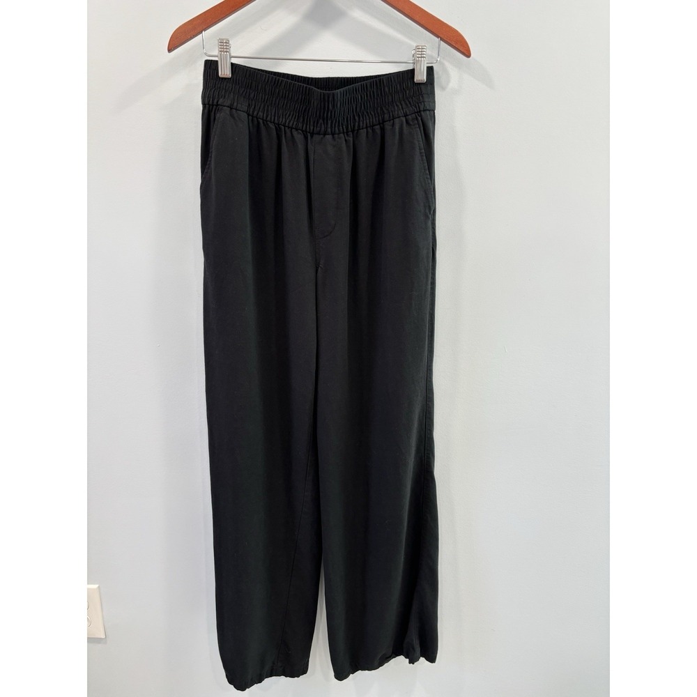 Madewell Black Wide Leg Pull On Pants Size Small Tall Viscose Lyocell Trousers - Picture 4 of 11